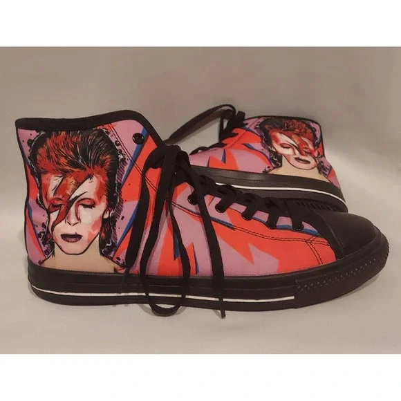 Custom Kiks Mens Womens Custom Made David Bowie High-Top Sneakers Size M/11.5 - Picture 1 of 16